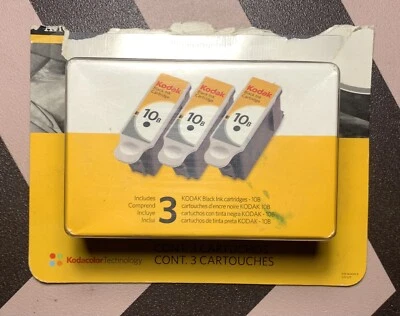 Kodak 10B Original OEM 3 pk Pacote Triplo Conjunto de Cartuchos de Tinta Preta Novo Selado Barato - Imagem 1 de 2