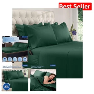 Juego de sábanas King de bolsillo extra profundo de 6 piezas - Microfibra verde esmeralda transpirable - Imagen 1 de 9