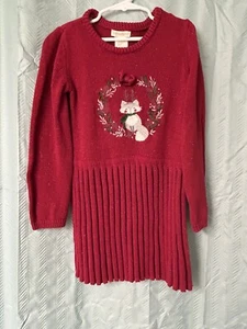 CYNTHIA ROWLEY Holiday Fox Red SWEATER DRESS Size 6 Kids - Picture 1 of 4