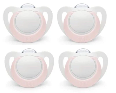 Chupetes de Ortodoncia Bebé Recién Nacido NUK 0-2 Meses, Blanco/Rosa, Paquete de 4 Foto 1 de 3
