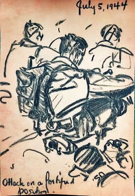 Croquis tiré du carnet d'un soldat de la seconde guerre-mondiale #8/80 - Photo 1/2