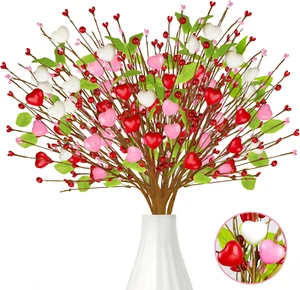 Valentine'S Day Decorations Heart Berry Stems Gifts, 6 Pack Valentines Day Decor - Picture 1 of 12