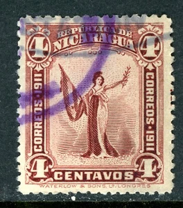 Nicaragua 1913 Liberty 4¢ Brown Violet Scott #298 VFU N162 - Picture 1 of 6