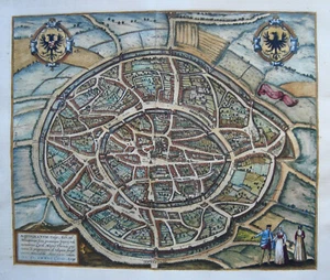 Aachen Aich sehr dekorativer alter Braun und Hogenberg Kupferstich 1580 RRR - Picture 1 of 6