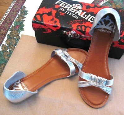 DRESSY FLAT SHOE BY FERGIE FERGALICIOUS- "FRANCIE"  SILVER- SIZE 10 M - Image 1 of 4