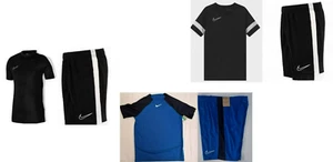 NIKE Academy Nike TShirts-shorts Set Junior AGE 10-14 Black-Royal Tick Shorts - Picture 1 of 15