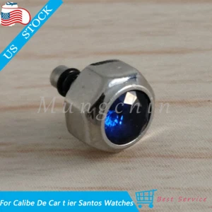 For C ar tier Caliber Santos Blue Stone Watch Crown Stainless Steel Silver 6.3mm - Picture 1 of 8