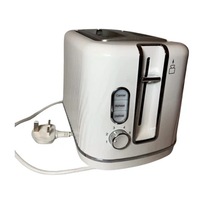 2 Slice Toaster White Tesco Textured Plastic Defrost Reheat Cancel - Image 1 of 4
