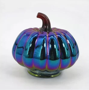 Calabaza de vidrio iridiscente oscuro Target Bullseye 2024 otoño Halloween NUEVO - Imagen 1 de 3