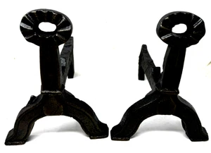 Vintage Gusseisen Andirons Feuer Hunde Kamin geschmiedet - Bild 1 von 13