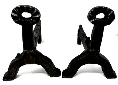 Vintage Cast Iron Andirons Fire Dogs Fireplace Forged - Image 1 of 4