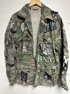 Camouflage Metal Punk Rock Patches Jacket Size Large - Picture 1 of 9