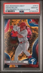 2024 Bowman's Best Baseball Aidan Miller Gold Lava Refractor 33/50 Card PSA 10 - Picture 1 of 2