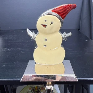 Vintage Gewichteter Strumpf Aufhänger Halter Schneemann rot Hut Urlaub Dekor 5,75"x4,25" - Bild 1 von 10