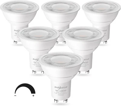 SHINESTAR 6-Pack MR16 LED Bulb, GU10 Base, 5.5W (50W Daylight 3000k  - Image 1 of 4
