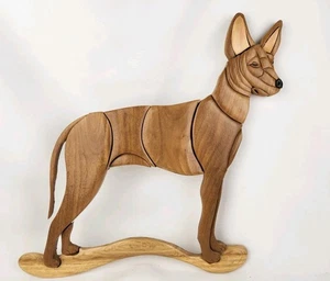 Vintage Holz Intarsien Pharao Hund Anblick Ibizenkisch Mexikanisch Haarlos Wandkunst Handwerker - Bild 1 von 14