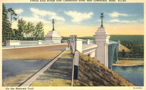 French King Bridge Connecticut River Near Greenfield Massachusetts 1937 Postcard - Picture 1 of 2