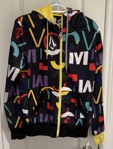 Volcom Multicolor Spellout Full Zip Hoodie Jacket Size Youth L - Men’s Small - Picture 1 of 6