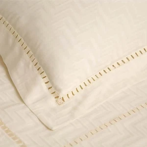 Lote (2) Fundas Almohada D. Porthault Marfil Satén Chevron Damasco 35 X 27 / 33 X 32 - Imagen 1 de 11