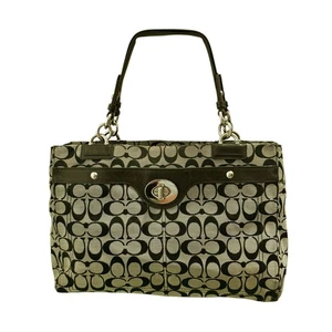 Coach Signature Logo Penelope Tote Bag 16537 Brown Large Carryall Shoulder Purse - Picture 1 of 12