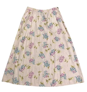 Falda larga línea A Liz Claiborne de colección para mujer mezcla de lino con bolsillos rosa floral 10P - Imagen 1 de 11