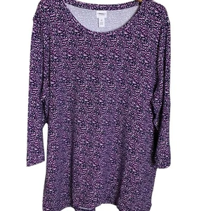 Chico's Top Women's Size 4 Speckled Animal Colorful Scoop Neck Pouting Plum NWT - Picture 1 of 6
