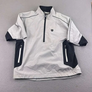 FJ Foot Joy Windbreaker Jacket Mens Large White Blue 1/2 Zip Short Sleeves - Picture 1 of 12