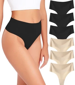 Womens Underwear High Waisted Seamless Thongs for Women Breathable No Show Pa... - Picture 1 of 4