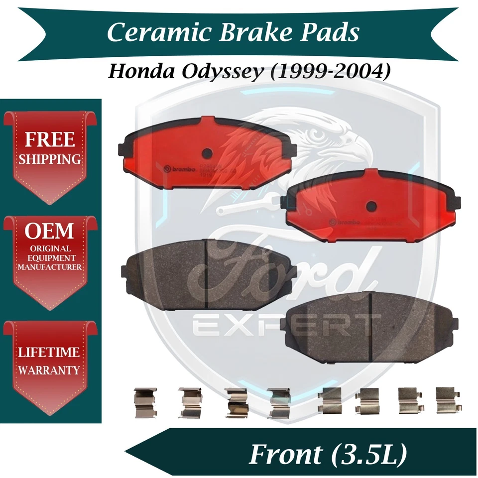Kit de pastillas de freno delanteras de cerámica Brembo OEM para Honda Odyssey 1999-2004 9 años de garantía. Foto 1 de 4