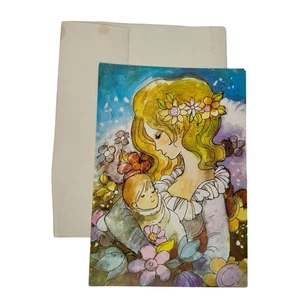 Tarjeta de felicitación Coloroll London vintage años 70 "Felicitaciones" nuevo bebé sin usar - Imagen 1 de 7