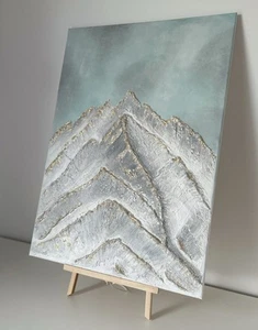 Acrylbild mit Struktur – Berglandschaft mit Golddetails - Bild 1 von 6