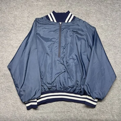 Chaqueta Bomber Vintage Años 90 80 Cuarto Cremallera Satén XL Para Hombre Azul Marino Hecha en EE. UU. Foto 1 de 4
