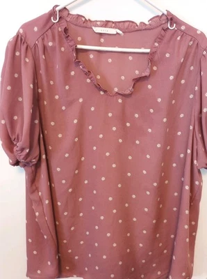 WMS 2 X пышный плюс размер пыльная роза блузка с коротким рукавом с белыми цветами - Изображение 1 из 4