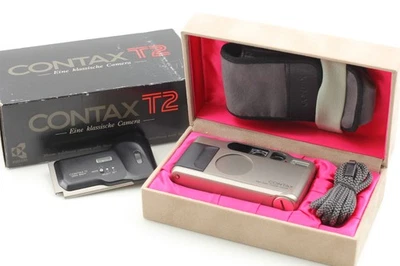 【MINT in Box w/ Data Back】 Contax T2 D Titan Silver 35mm Film Camera from JAPAN - Image 1 of 4