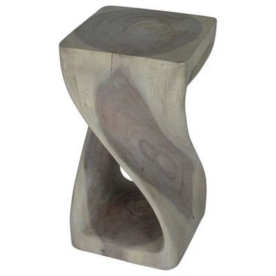 Haussmann Original Wood Twist End Table 12x12x23 in Height Grey Oil - Image 1 of 4
