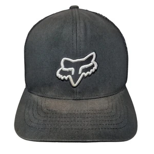 Fox Snapback Mesh Back Trucker Hat Black OSFA Embroidered 6 Panel - Picture 1 of 8