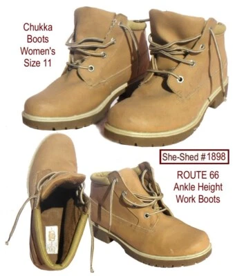 BOTAS CHUKKA ROUTE 66 botas de trabajo hasta el tobillo para mujer talla 11 en muy buena condición Foto 1 de 4