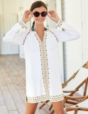 Boden Size XS  Edie Jersey Kaftan -White & Gold J0202 -VEL2 - Image 1 of 4