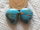 2 cabines turquoise bleu Mojave 16 carats matrice or mohave toile cabochon Kingman