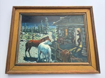 AMERICAN COWBOY PAINTING RANCH HORSES CABIN LANDSCAPE HOME BERGER FAGENSTROM - Image 1 of 4