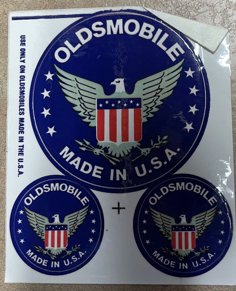 老式原装奥兹莫比尔美国制造 三件套贴纸 — 第 1/1 张图片