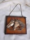 Copper Colored Plastic 3D Pair Horse Heads on Wood Wall Hanging 1000 Islands