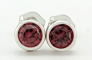 LAB PINK TOURMALINE 1.08 Cts STUD EARRINGS 14K WHITE GOLD - New With Tag - Picture 1 of 6