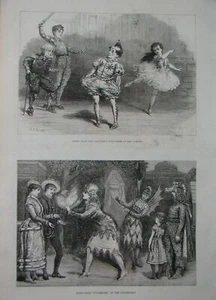 Theatre. Two Scenes. Children's Pantomime. 1877 Engraving. - Picture 1 of 1