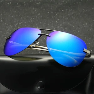 Classic Men's UV400 Pilot Polarized Mirrored Lens Driving Sunglasses w/ Case - Picture 1 of 20