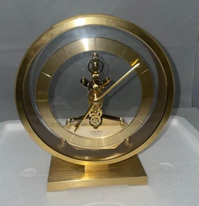 LINDEN Skeleton Stick Gear Train - Gold Tone Mantel Quartz Clock by CUCKOO CO. - Picture 1 of 8