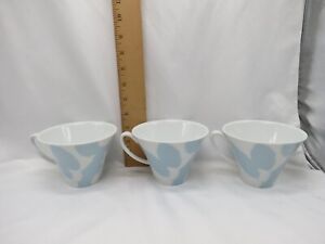 Crate and Barrel Mist Breakfast Cups Set of 3 Coffee Tea Cups White and Blue