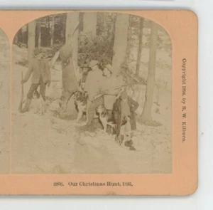 Our Christmas Hunt 1893 Hunting Genre Kilburn Stereoview - Picture 1 of 2
