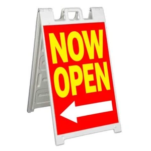 NOW OPEN Signicade 24x36 Aframe Sidewalk Sign Banner Decal LEFT ARROW - Bild 1 von 9