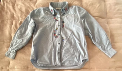 Top para mujer BonWorth multicolor bordado manga larga abotonada talla L Foto 1 de 4